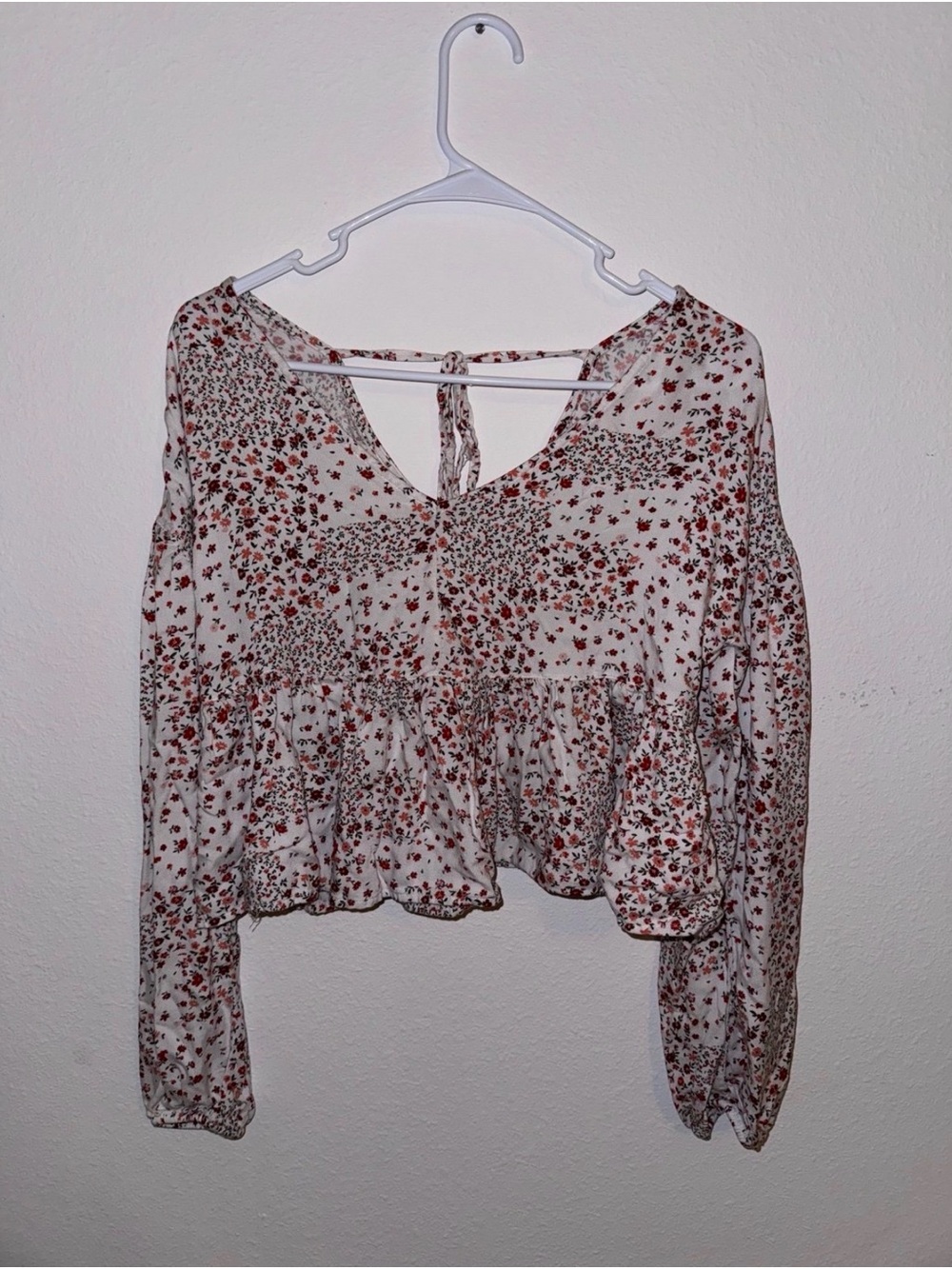 Arizona Jean Company Cream Blouse with Rust Floral Print